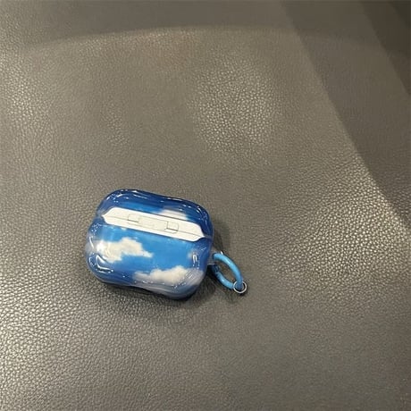CUTECASE 青空 Airpods Pro3 ケース 曇柄 Airpods 4/3カバー エアポッズプロ2 うねうねライン 耐衝撃 男女に人気 CM6016