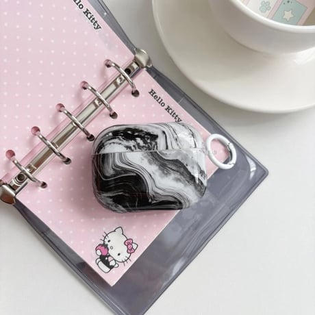 CUTECASE 大理石調 AirpodsPro3ケース オシャレ Airpods4カバー AirpodsPro2/Pro1カバー リング付き 光沢感 ギフトにおすすめCM6278