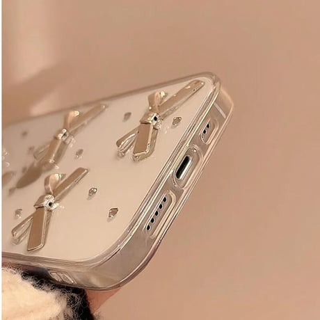 CUTECASE透明柔らかい殻リボン人気の要素女子力アップ iPhone15/15proケース リボン/ハートデコ iPhone14/13pro/12クリアケース かわいい きれいCM3898