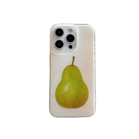 CUTECASE梨柄 iPhone16/16promaxケース 可愛い iPhone15pro/14/13proケース 涼しい感じ 丈夫 シンプル風CM5224