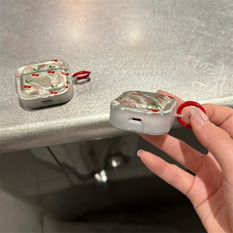 CUTECASE Airpods 4ケース サクランボ 女の子 めっちゃ可愛い AirpodsPro2/Pro1カバー エアポッズ3/2 リング付き つや感CM4685