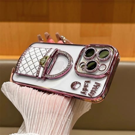 CUTECASE メイク鏡 iPhone16/16Proケース バック型スタンド iPhone15Pro/14/13Proカバー 綺麗キラキラ 多機能 レンズカバーCM4673