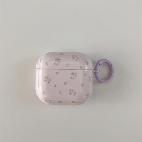 CUTECASEパープル Airpods4ケース 花柄 Airpods3/Pro2ケース airpodspro2カバー キーチェーン付 ギフトにおすすめCM5268