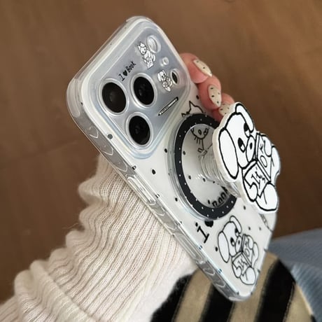 CUTECASE 本を読むわんちゃん iPhone17Pro/17ケース グリップ付き MagSafe対応 iPhone17ProMax/16/15Proカバー かわいい ギフトにおすすめCM6190