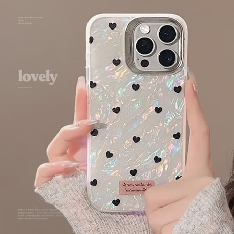 CUTECASEハート柄 iPhone16/16proケース ホワイト iPhone14promax/13pro/12ケース かわいい 女子力アップCM4569
