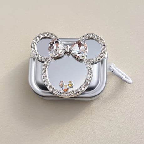 CUTECASE 豪華ダイヤ AirpodsPro3ケース リボン付ミラー/バック Airpods4/pro2カバー リング付 メッキ 超人気 プレゼントにおすすめCM5943