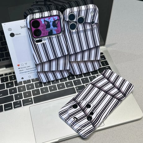 CUTECASE 不規則な線 iPhone17Promax/17ケース ストライプ柄 iPhone16Pro/15/14ケース 白黒淡色系 ガ