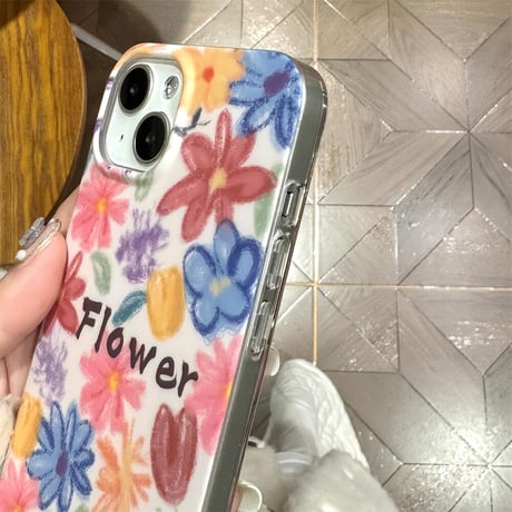 CUTECASE絵画花柄iPhone15Promaxケース 綺麗 iPhone14Pro/13proカバー キラキラ 高品質 お揃い 女子力上がるC6021