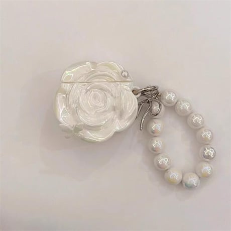 CUTECASE薔薇花 Airpods 4ケース ラメ入り キラキラ Airpods3/Pro2ケース airpodsproカバー 綺麗ストラップ 女子力高い 高級感CM5129