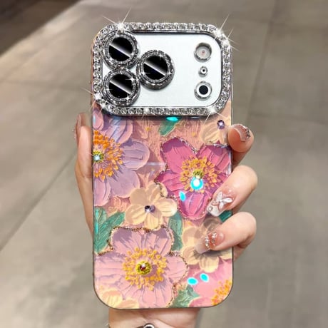 CUTECASE 花柄 iPhone17Pro/17ケース ジュエリーライン カメラカバー iPhone17ProMax/16Pro/15カバー オシャレ きれい CM5920