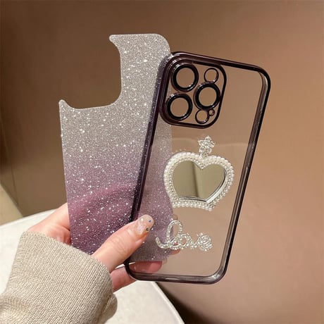 CUTECASE可愛い鏡付 iPhone16pro/16plusケース ラメ入り iPhone15pro/SE/14カバー おしゃれ 女子力高い 人気CM5263