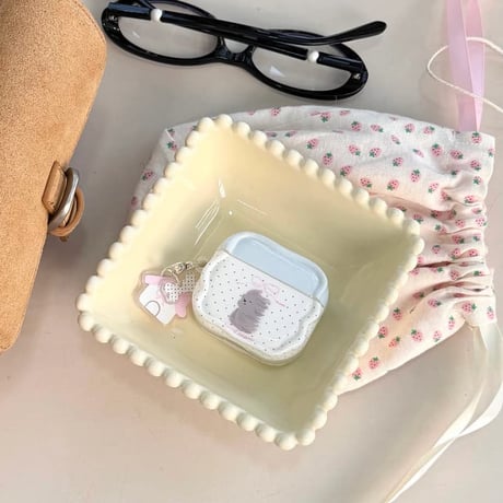 CUTECASE ワンチャン Airpods Pro3ケース うねうね Airpods 4/3カバーケース AirpodsPro2/1 家キーホルダー 水玉模様 CM6138