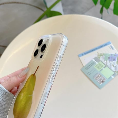 CUTECASE梨柄 iPhone16/16promaxケース 可愛い iPhone15pro/14/13proケース 涼しい感じ 丈夫 シンプル風CM5224
