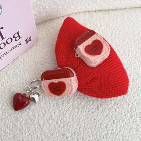 CUTECASE レッドハート柄 Airpods Pro3ケース 水玉模様 Airpods 4/3カバーケース AirpodsPro2/1 かわいい 女子力アップ CM6202