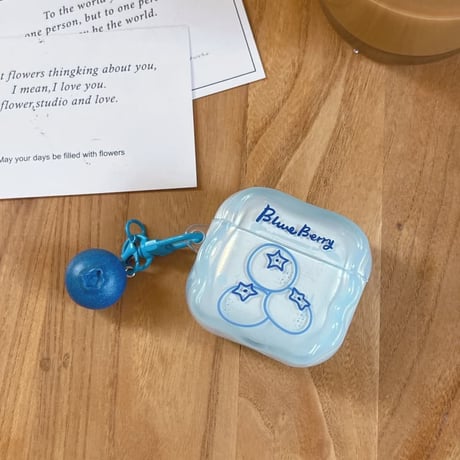 CUTECASEブルーベリー AirpodsPro3ケース うねうね Airpodspro3/2/1カバー Airpods第3/2世代 キーホルダー プレゼントにおすすめCM6445