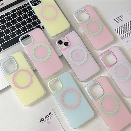CUTECASE ストラップ付 アイフォン15プロ/15カバー Magsafe対応 iPhone14/13pro/12ケース 女子力高い 便利CM4451