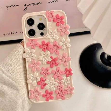 CUTECASE 桜花 iPhone16pro/16ケース ピンク iPhone15pro/14/13promaxカバー 大人可愛い 丈夫 女子力高いCM5288