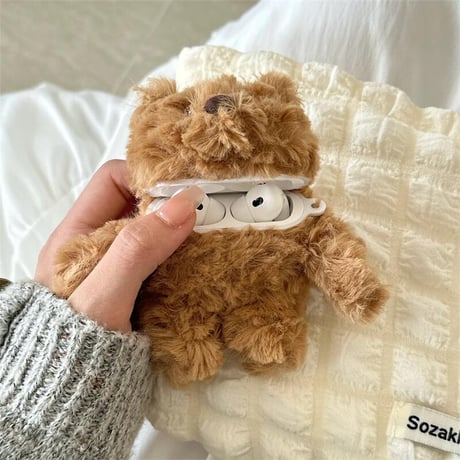 CUTECASE熊ぬいぐるみ AirPods４/3ケース ふわふわ柔らかい airpodsPro2/Pro1保護カバー かわいい ギフトにおすすめCM4856