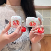 CUTECASEトマト AirpodsPro3ケース 美味しいそう Airpods4/3カバー AirpodsPro第2/1世代 キーホルダー付 かわいいCM6525