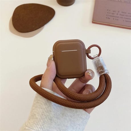 CUTECASE ストラップ付 Airpods4ケース 充電口カバー付 Airpodspro2カバー Airpods3/2 指紋防止 シリコン 無地CM5528
