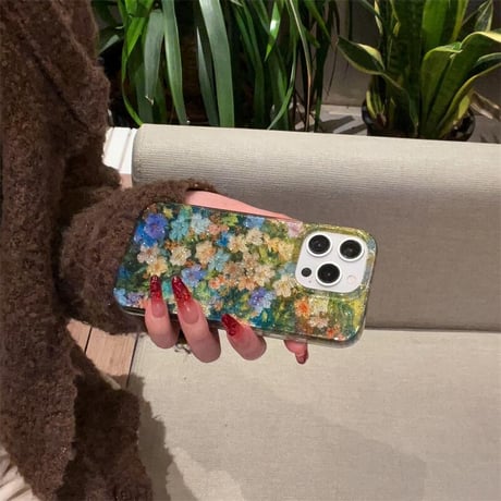 CUTECASE春におすすめ iPhone16pro/16ケース 花柄 ラメ入り iPhone15pro/14/13promaxケース かわいい 女子力アップ CM5075