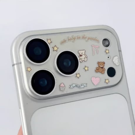 CUTECASE 高級感 カメラレンズカバー iPhon17ProMax/17Pro/17/Air シルバー 傷から保護 装着しやすい オシャレCM6044