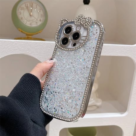 CUTECASE ジュエリーリボンiPhone17Promaxケース キラキラグリッター iPhone16Pro/15Proきれいめコーデ iPhone13/12Pro 女子力高い CM4879