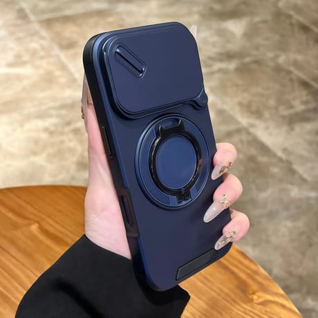 CUTECASE スライド式カメラ保護カバー付iPhone17Promaxケース MagSafe対応 iPhone17/16Proカバー 360度回転可スタンドリング カッコイイCM5798