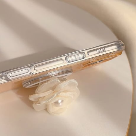 CUTECASEマグネット花グリップ iPhone17Pro/17ケース MagSafe対応 iPhone17ProMax/16/15Proカバー 韓国っぽい エレガント イエロー CM5850
