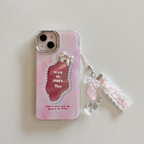 CUTECASE不規則な鏡人気の要素 うねうね 鏡付 iPhone15/15Proケース キラキラグリッター iPhone14/13Pro/12ケース きれい 便利 丈夫 C6020