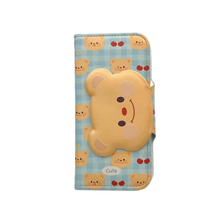CUTECASE 熊柄 手帳型 iPhone16/15proケース カード入れ3個 iPhone14promax/13proケース かわいい スタンド機能CM4586