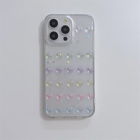 CUTECASE 可愛い立体ハート iPhone15pro/15promaxケース キラキララメ入り iPhone14pro/13promaxケース 黄ばまない 女子力アップ CM4291