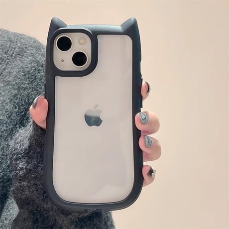 CUTECASE 猫の耳 iPhone15pro/15promaxケース 耐衝撃 黄ばまない iphone14/13/12proカバー 可愛い クリアケースCM4273