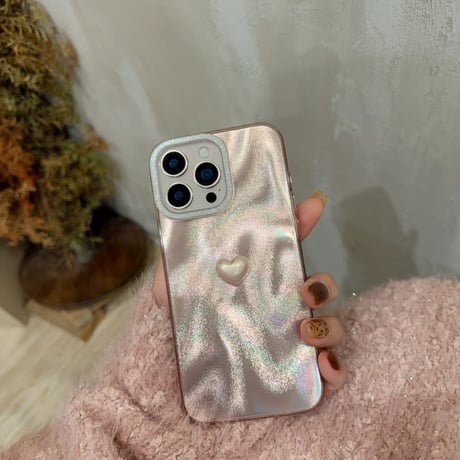 CUTECASE 上品ハートiPhone17Promaxケースキラキラピンク iPhone17pro/16/15Proカバー 光る オシャレ ハートキーホルダーCM5860