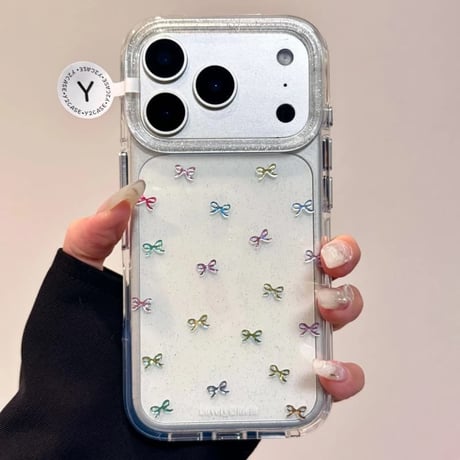 CUTECASEキラキラリボン iPhone17Pro/17ケース ラメ入り iPhone17ProMax/16Proクリアケース ガールズに人気 可愛すぎCM5774
