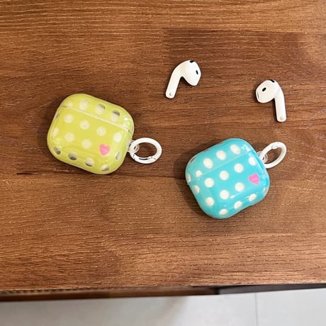 CUTECASE 水玉模様とハート柄 AirpodsPro3ケース 光沢感 Airpods4/3カバー pro2/Pro1ケース 可愛い お揃いコーデにおすすめCM6460