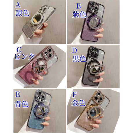 CUTECASE鏡付Magsafeリングスタンド iPhone16/15Proケース ストーン iPhone14/13Proカバー 綺麗 多機能 コスパ最強CM3769