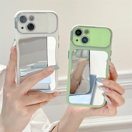 CUTECASE 鏡付 iPhone15/15プロケース 淡色系 iPhone14pro/13pro/12カバー 可愛い 夏コーデにおすすめCM4328
