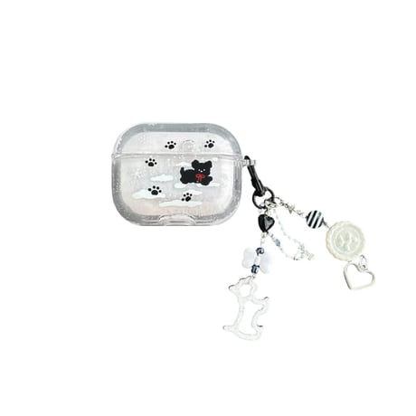 CUTECASE 雪で遊ぶ犬ちゃん Airpods4/Pro3ケース 流れ砂入り Airpods 3カバー AirpodsPro2/1 キーホルダー付 可愛すぎ ギフトにおすすめCM6072