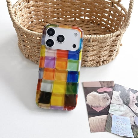 CUTECASE 多彩チェック柄 iPhone17/17Proケース シック iPhone16Pro/15/14ケース クリア 光沢感 CM5483