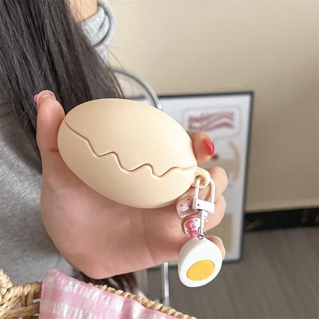 CUTECASE 卵 Airpods4ケース ゆで卵キーチェーン AirpodsPro2ケース エアーポッズ3/2 かわいい ギフトにおすすめCM5556