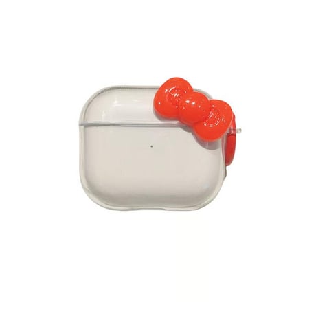 CUTECASE レッドリボン Airpods4ケース 透明 AirpodsPro2ケース airpods3/2クリアケース リング付き ギフトにおすすめCM5426