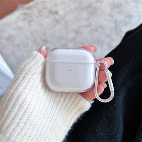 CUTECASEAirpods4ケース 第4世代 クリア AirpodsPro2/Pro1カバー エアポッズ3/2 カラビナ付 シンプル 艶感CM4677