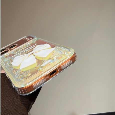 CUTECASE 動くダイヤ入り iPhone17Promaxケース リボン柄 アイフォン16/15promax/14/13/12/11カバー 女子力高い ギフトにおすすめCM5772