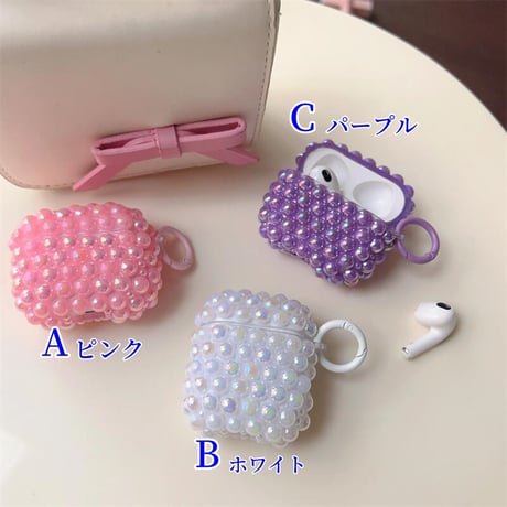 CUTECASEパール Airpods第四世代ケース キラキラ AirpodsPro2ケース airpods3カバー 大人可愛い ギフトにおすすめ リング付CM5207