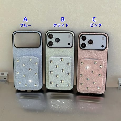 CUTECASE ダブルミラースタンド付 iPhone17Pro/17ケース ダイヤとラメいり iPhone16Promax/15pro/14ケース キラキラ感 高品質CM6356