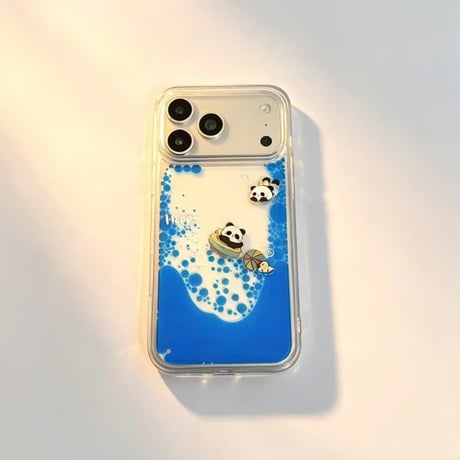 CUTECASE 泳ぐパンダ iPhone17Promaxケース海の水いり iPhone16Promax/15Proカバー 面白い 頑丈 ギフトにおすすめ CM6399