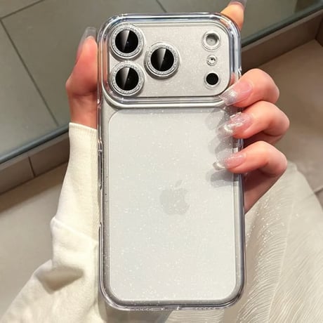 CUTECASE iPhone17Pro/17ProMaxケース キラキラレンズカバー iPhone17/16/15ケース クリア 背面ラメ入り 定番アイテムCM6014