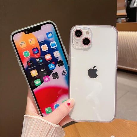 CUTECASE【iPhone15対応】ラメ入り枠 iphone14/13/12promaxカバー キラキラ シンプル オシャレカメラレンズカバー 全面保護 高品質 薄型 黄ばまないCM1877