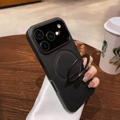 CUTECASE iPhone17Pro/17ProMaxケース 嵌め込み式 Magsafeリングスタンド iPhone17/17Airカバー 指紋防止 耐衝撃 半透明 高級感 CM5694